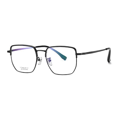 Ralferty Unisex Full Rim Flat Top Polygon Titanium Eyeglasses 92030 Full Rim Ralferty C1 Black CHINA