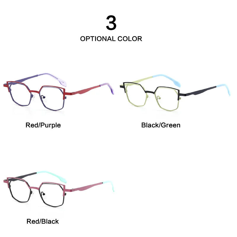 Muzz Women's Full Rim Polygon Cat Eye Alloy Eyeglasses 5527 Full Rim Muzz