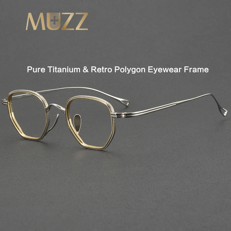 Muzz Unisex Full Rim Polygon Oval Titanium Eyeglasses 81231