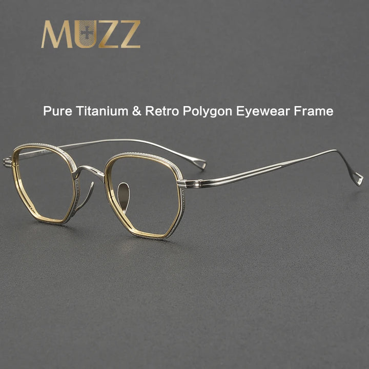 Muzz Unisex Full Rim Polygon Oval Titanium Eyeglasses 81231