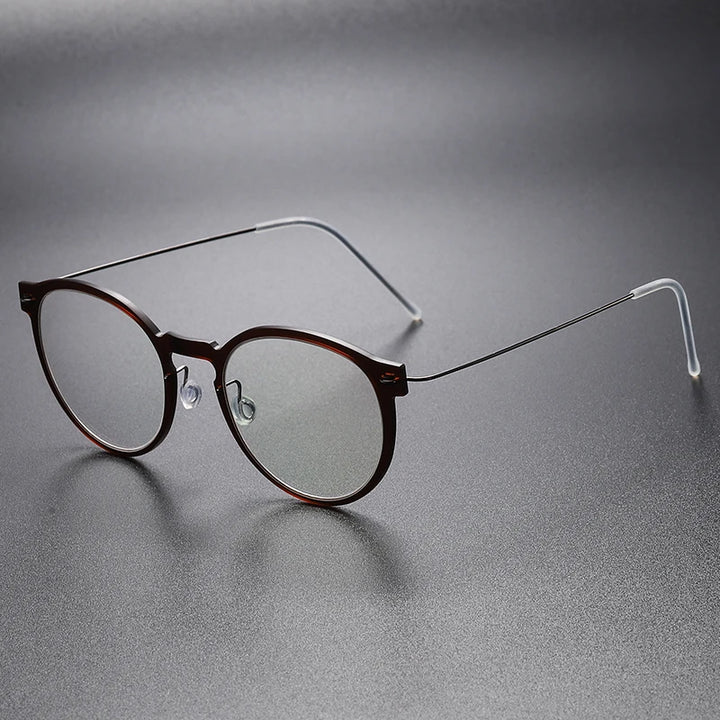 Aimee Women's Full Rim Round Titanium Acetate Eyeglasses 96603 Full Rim Aimee Brown