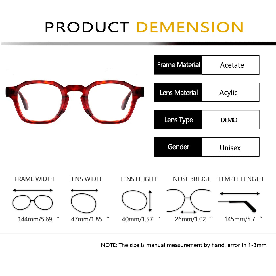 Esnbie Unisex Full Rim Polygon Round Acetate Eyeglasses 696153