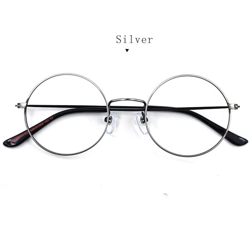 Hdcrafter Unisex Full Rim Round Titanium Eyeglasses 2282 Full Rim Hdcrafter Eyeglasses Silver
