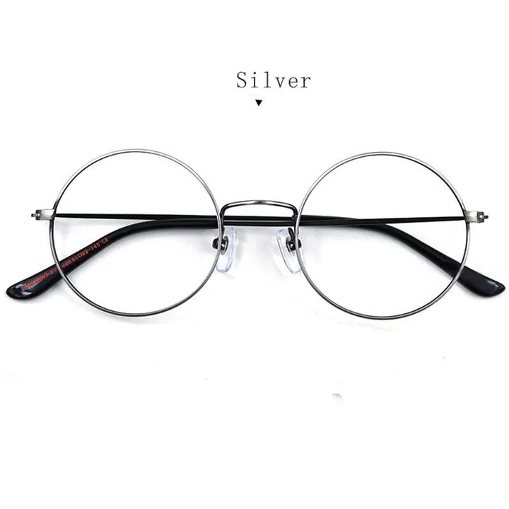 Hdcrafter Unisex Full Rim Round Titanium Eyeglasses 2282 Full Rim Hdcrafter Eyeglasses Silver