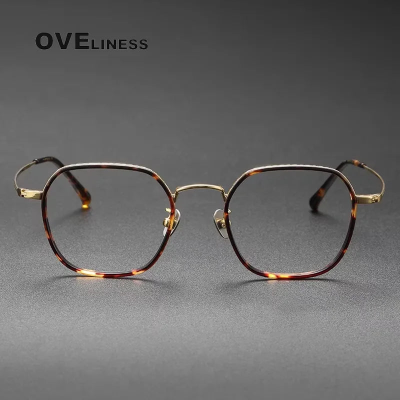 Oveliness Women's Full Rim Polygon Square Acetate Titanium Eyeglasses 98505