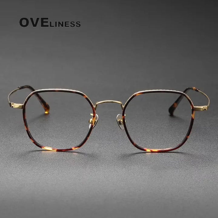 Oveliness Women's Full Rim Polygon Square Acetate Titanium Eyeglasses 98505