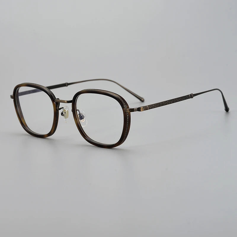 Black Mask Unisex Full Rim Square Acetate Titanium Eyeglasses 195910