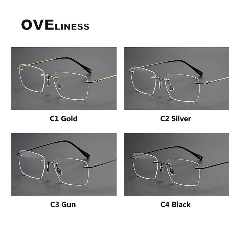 Oveliness Unisex Rimless Square Titanium Eyeglasses 80964 Rimless Oveliness