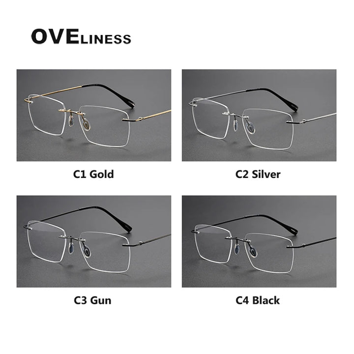 Oveliness Unisex Rimless Square Titanium Eyeglasses 80964 Rimless Oveliness
