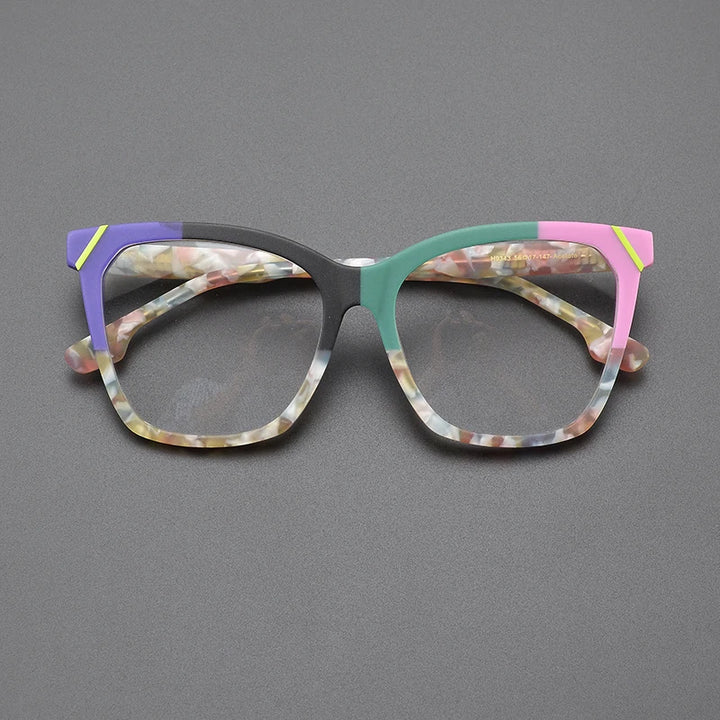 Nobler Unisex Full Rim Square Cat Eye Acetate Eyeglasses 9343 Full Rim Nobler