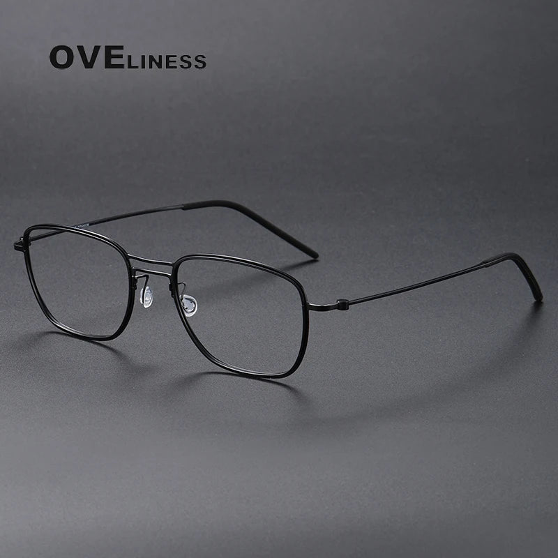 Oveliness Unisex Full Rim Square Screwless Titanium Eyeglasses 5524 Full Rim Oveliness black  