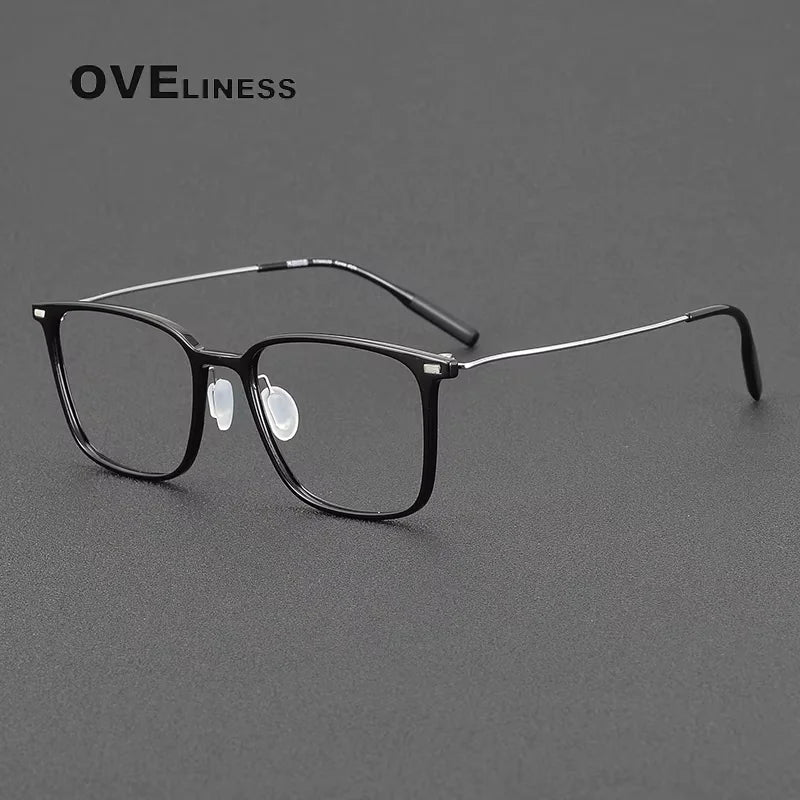 Oveliness Women's Full Rim Square Acetate Titanium Eyeglasses 28673