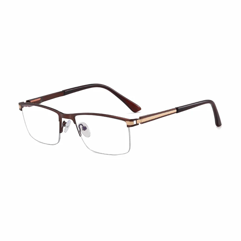 Ralferty Men's Semi Rim Square Alloy Eyeglasses 91342 Semi Rim Ralferty C4 Bronze CHINA