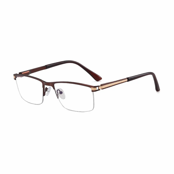 Ralferty Men's Semi Rim Square Alloy Eyeglasses 91342 Semi Rim Ralferty C4 Bronze CHINA