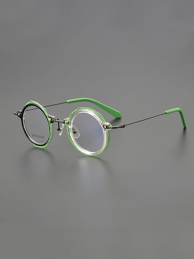 Nobler Unisex Full Rim Round Acetate Titanium Eyeglasses G503 Full Rim Nobler