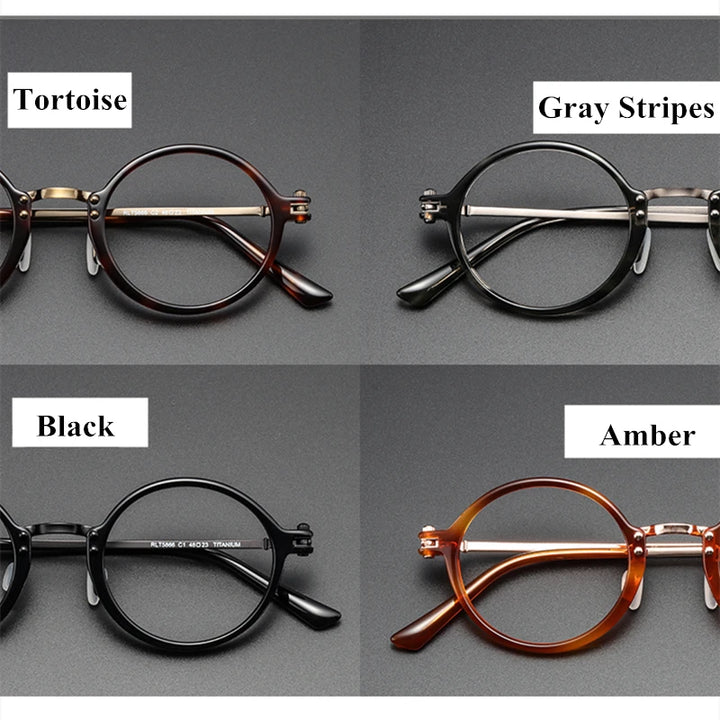 Black Mask Unisex Full Rim Round Titanium Acetate Eyeglasses Rt5866 Full Rim Black Mask