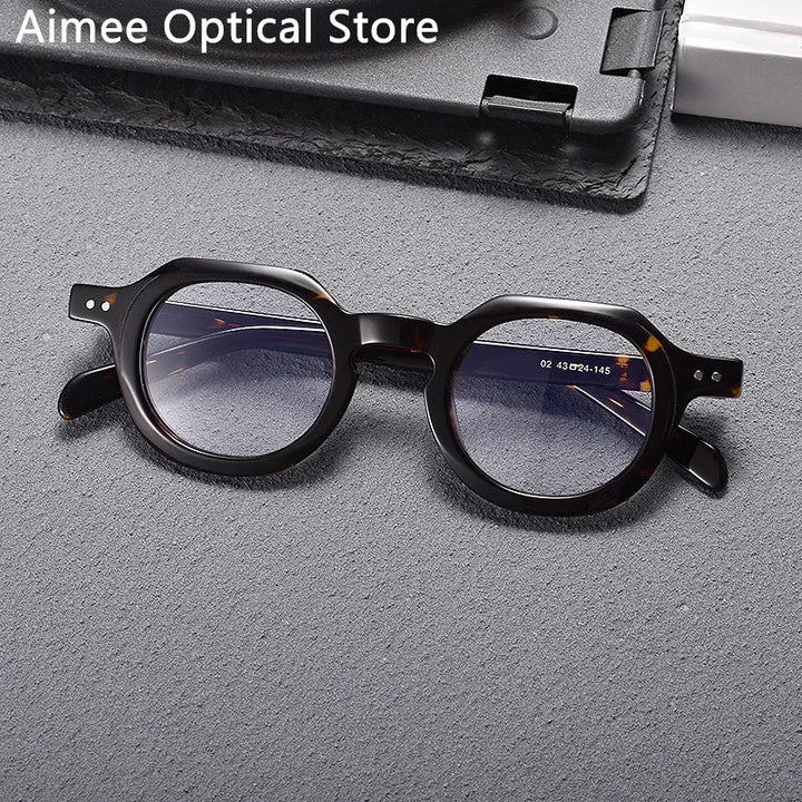 Aimee Unisex Full Rim Flat Top Oval Acetate Eyeglasses 10472 Full Rim Aimee Tortoise