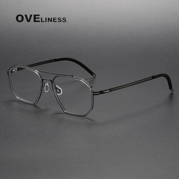 Oveliness Women's Full Rim Oval Double Bridge Acetate Titanium Eyeglasses 8202316
