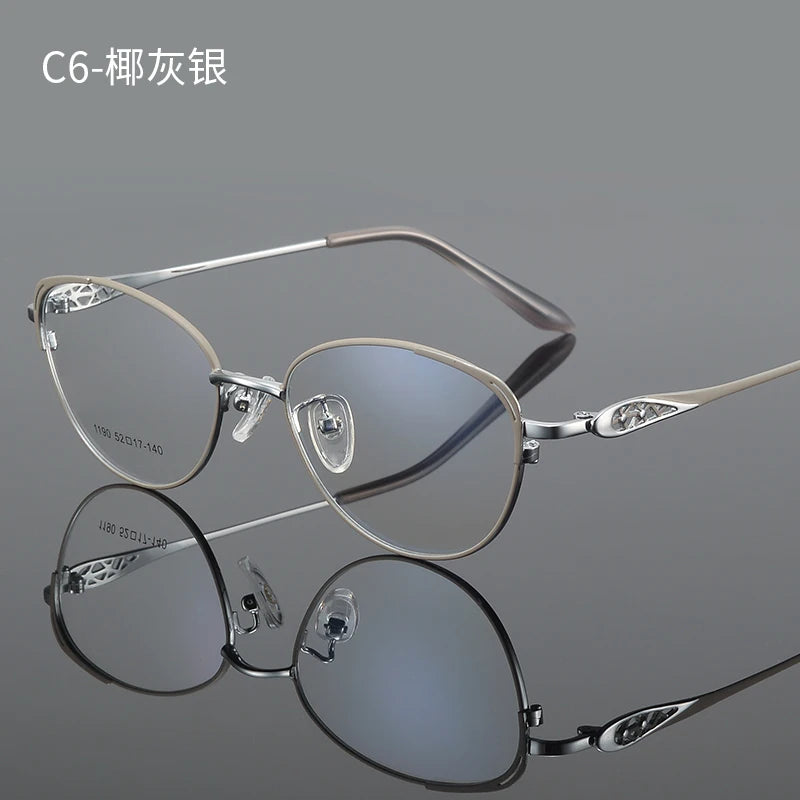 Bclear Women's Full Rim Oval Cat Eye Alloy Eyeglasses 61190