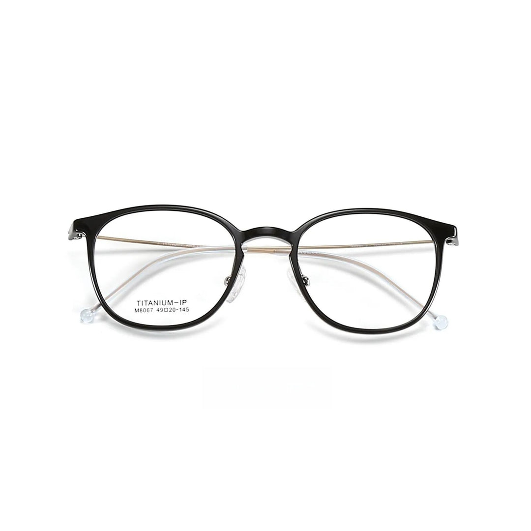 Yimaruili Unisex Full Rim Round Tr 90 Titanium Eyeglasses M8065 Full Rim Yimaruili Eyeglasses Black Gold  