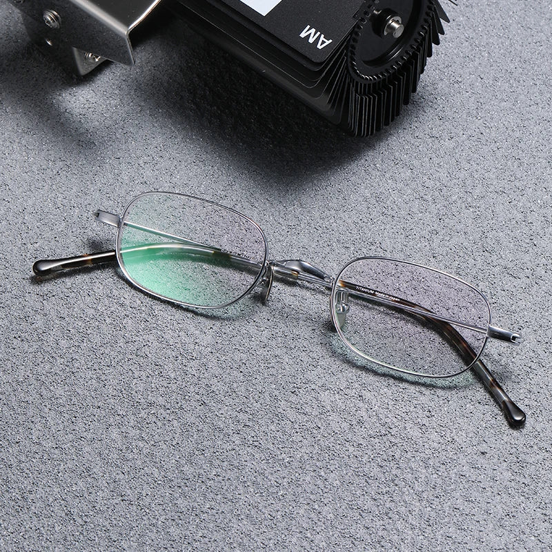 Black Mask Women's Full Rim Oval Titanium Eyeglasses Gs503 Full Rim Black Mask Silver