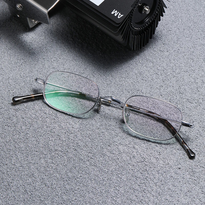 Black Mask Women's Full Rim Oval Titanium Eyeglasses Gs503 Full Rim Black Mask Silver