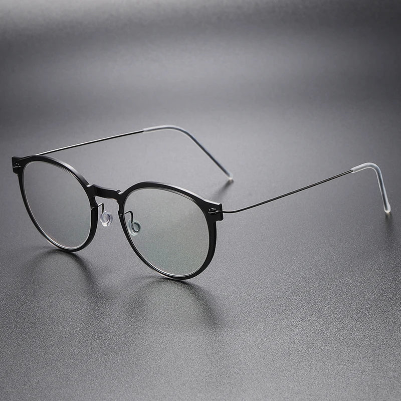 Aimee Women's Full Rim Round Titanium Acetate Eyeglasses 96603 Full Rim Aimee Dark-Grey