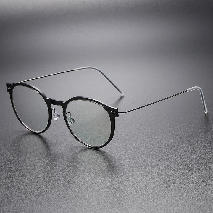 Aimee Women's Full Rim Round Titanium Acetate Eyeglasses 96603 Full Rim Aimee Dark-Grey