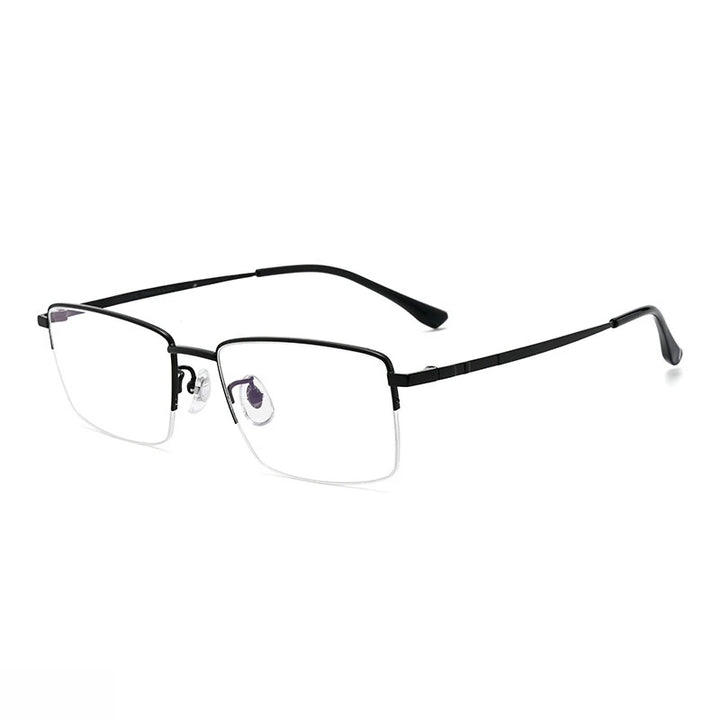 Yimaruili Men's Semi Rim Square Titanium Alloy Eyeglasses Y18005 Semi Rim Yimaruili Eyeglasses Black