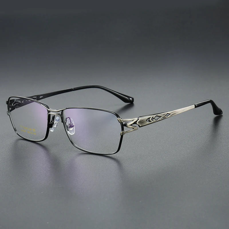 Muzz Men's Full Rim Square Double Bridge Titanium Acetate Eyeglasses 46197