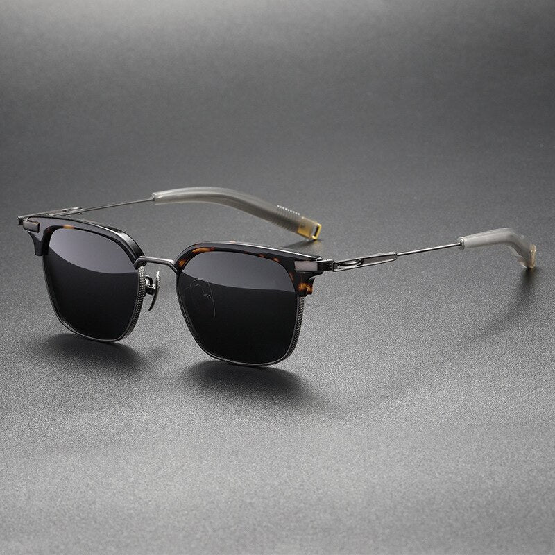 CCspace Men's Full Rim Square Titanium Acetate Polarized Sunglasses 56249 Sunglasses CCspace Sunglasses LeopradBlack 56249