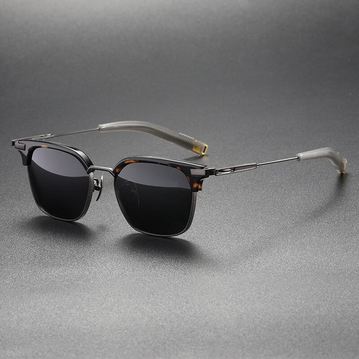 CCspace Men's Full Rim Square Titanium Acetate Polarized Sunglasses 56249 Sunglasses CCspace Sunglasses LeopradBlack 56249