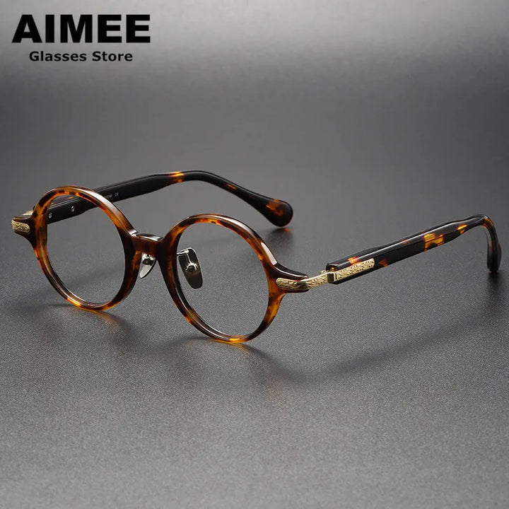 Aimee Unisex Full Rim Round Titanium Acetate Eyeglasses 980854 Full Rim Aimee Tortoise