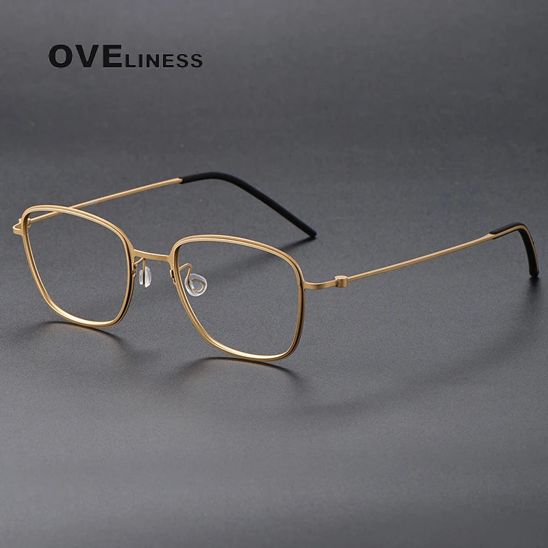 Oveliness Unisex Full RIm Square Screwless Titanium Eyeglasses 5530 Full Rim Oveliness gold