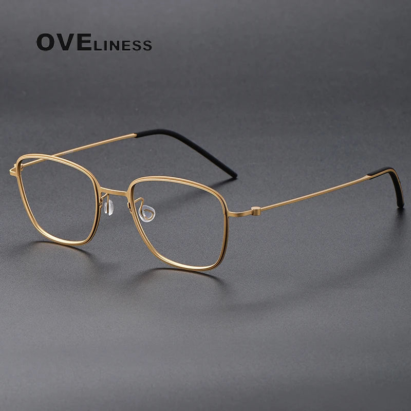 Oveliness Unisex Full RIm Square Screwless Titanium Eyeglasses 5530 Full Rim Oveliness gold  