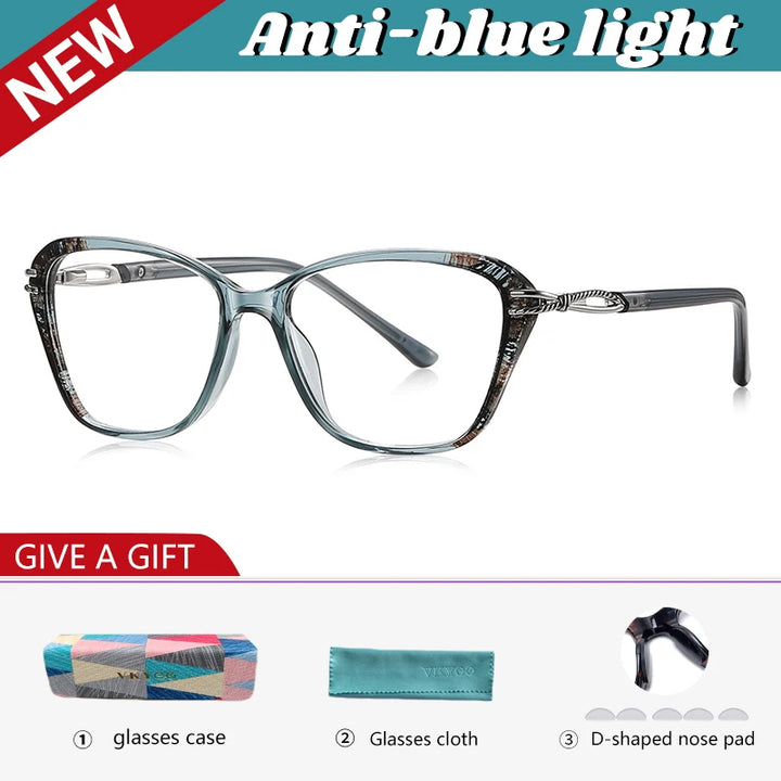 Vicky Women's Full Rim Polygon Square Tr 90 Alloy Reading Glasses 77237