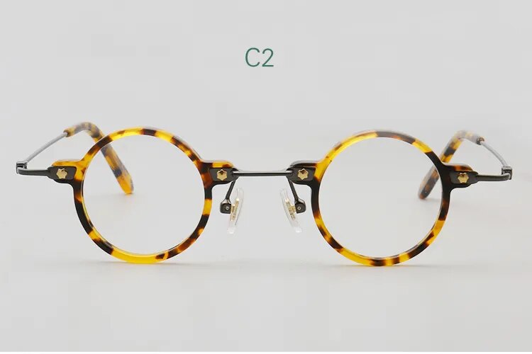 Yujo Unisex Full Rim Small Round Acetate Eyeglasses 3636 Full Rim Yujo C2 China