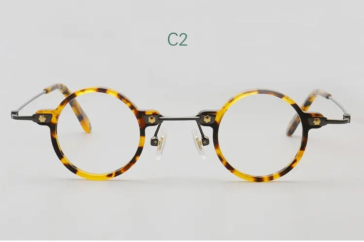 Yujo Unisex Full Rim Small Round Acetate Eyeglasses 3636 Full Rim Yujo C2 China