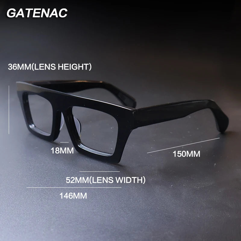 Gatenac Unisex Full Rim Square Acetate Eyeglasses Gxyj-1176 Full Rim Gatenac
