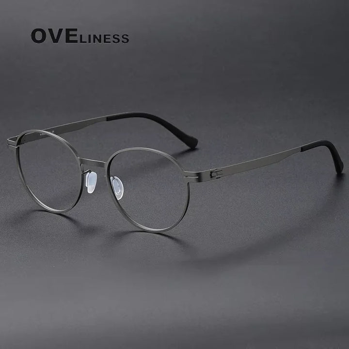 Oveliness Unisex  Full Rim Round Screwless Titanium Eyeglasses 80994