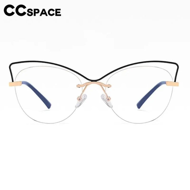 CCspace Women's Semi Rim Cat Eye Alloy Eyeglasses 57026 Semi Rim CCspace