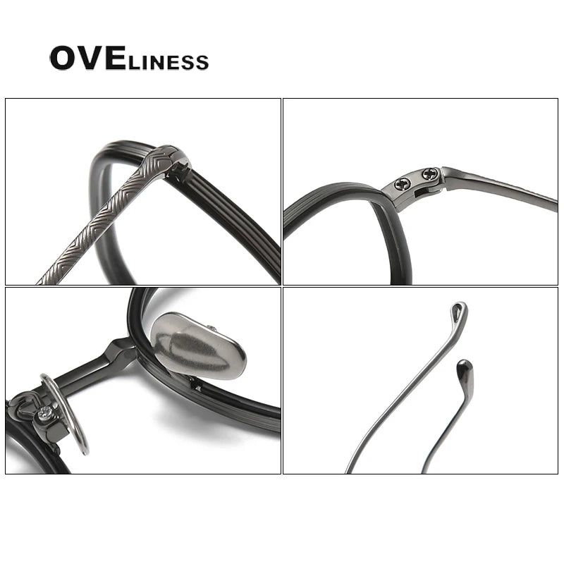 Oveliness Unisex Full Rim Square Acetate Titanium Eyeglasses 8513 Full Rim Oveliness   