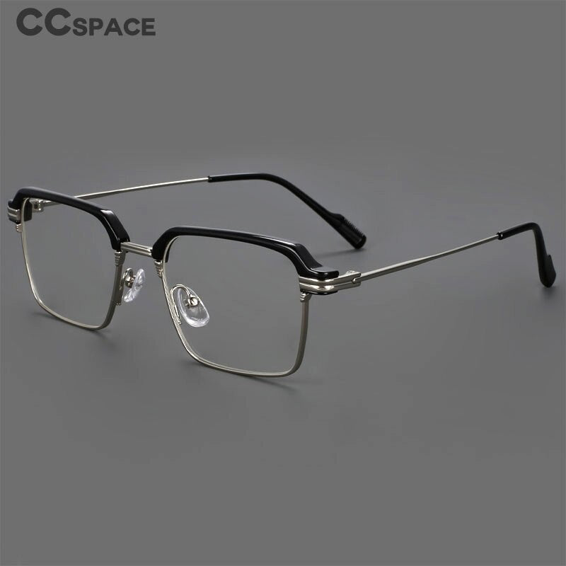 CCspace Men's Full Rim Square Brow Line Alloy Acetate Eyeglasses 55916 Full Rim CCspace