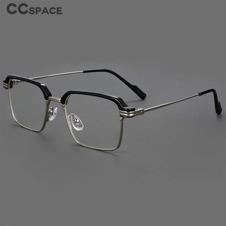 CCspace Men's Full Rim Square Brow Line Alloy Acetate Eyeglasses 55916 Full Rim CCspace