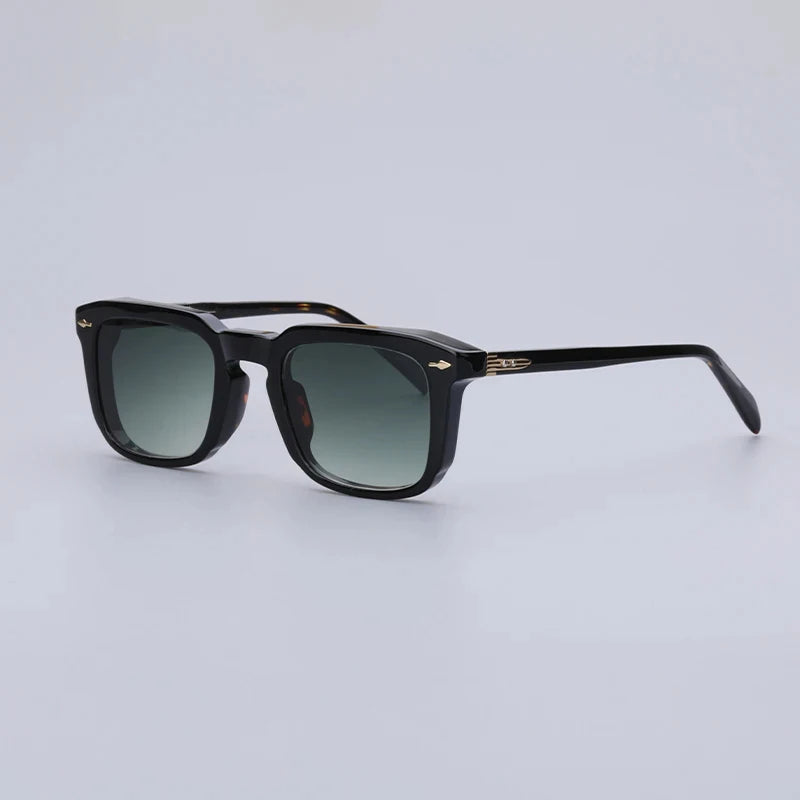 Hewei Unisex Full Rim Square Acetate Sunglasses 0019 Sunglasses Hewei black-green as picture 