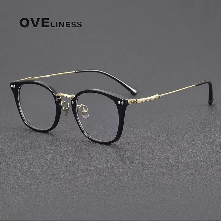 Oveliness Women's Full Rim Square Acetate Titanium Eyeglasses 614052