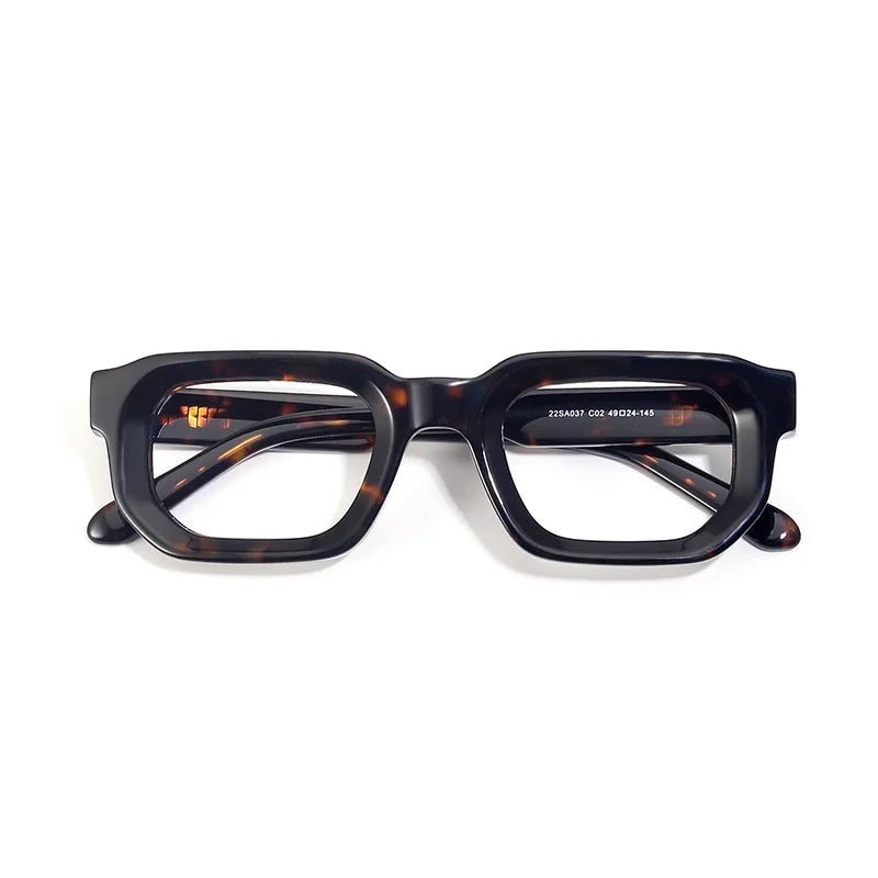 Black Mask Unisex Full Rim Brow Line Square Acetate Eyeglasses 22037 Full Rim Black Mask
