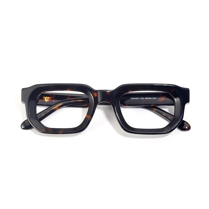 Black Mask Unisex Full Rim Brow Line Square Acetate Eyeglasses 22037 Full Rim Black Mask