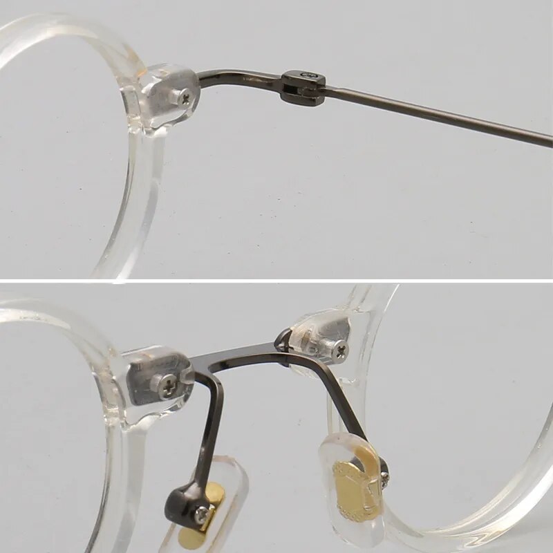 Yujo Unisex Full Rim Small Round Acetate Eyeglasses 3636 Full Rim Yujo