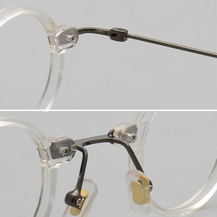 Yujo Unisex Full Rim Small Round Acetate Eyeglasses 3636 Full Rim Yujo